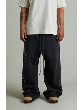 Fear of God ESSENTIALS Vintage Black Script Logo Lounge Fleece Baggy Sweatpants
